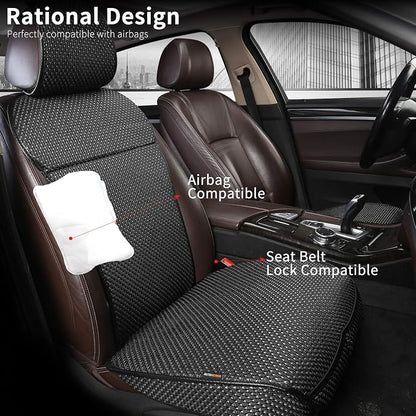 Auto Newer Luxury Breathable Car Seat Cover Fit Four Seasons, Universal Front of Car Seat Cushions, Bottom Seat Covers of Full Wrapped Edge,Universal Fit for 95% Cars,SUV(Black+Grey，2PCS) - Image 5