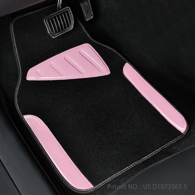 CAR PASS Jelly Waterproof Universal Fit Car Floor Mats, Girly Car Carpet Mats with Anti-Slip Nibbs Backing & Driver Heel Pad Fit for SUV, Vans, sedans, Cute car mats of 4pcs for Women (Pink) - Image 5