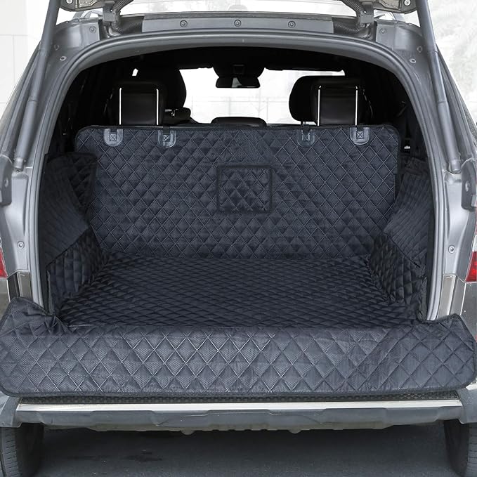 SUV Cargo Liner for Dogs, Trunk Cover with Bumper Flap Protector | Waterproof Pet Cargo Cover with Side Flaps, Dog Car Seat Cover with Non-Slip Mat, Prevents Scratches, Pet Hair, Mud, and Dirt by PETICON