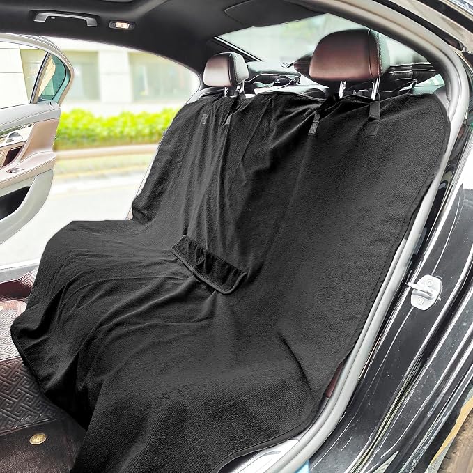 Back Seat Cover Waterpoof Rear Bench Towel Seat Cover for Gym Swimming Surfing Running, Non-Slip Rear Seat Protector Universal Fits Most Auto Truck Van and SUV (Bench Black) - Image 5
