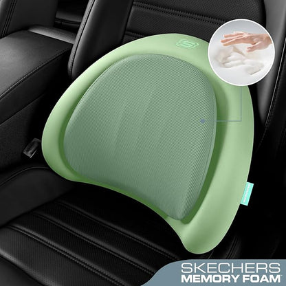 Skechers Lumbar Pillow Premium Memory Foam, Double-Layer-Office Chair Cushion for Tailbone Pain Relief,Butt Pillow for Office Chair,Car seat Cushion,Long Sitting Office Workers,and Car Drivers,Green - Image 2