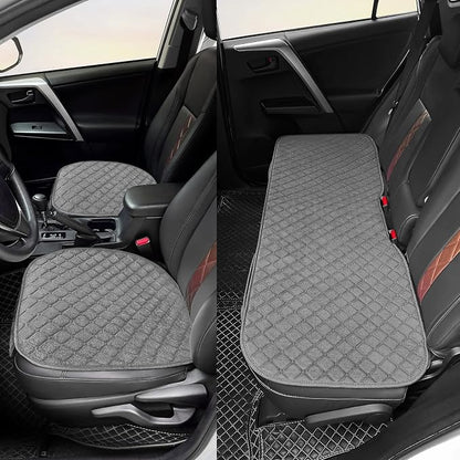 surpassme Car Seat Covers Universal Seat Covers for Car Accessories with Storage Pockets, Car Front Seat Covers and Rear Bench Coverfor Automotive, SUV, Truck, and Van(Grey) - Image 5