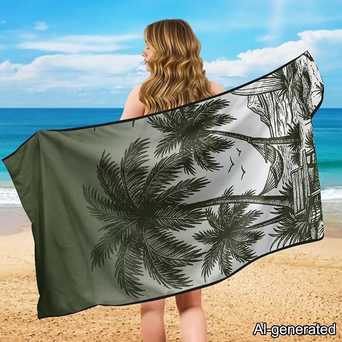 Horeset Tropical Palm Tree Car Seat Towel Cover – Soft & Quick-Dry Front Seat Protector, Multi-Functional for SUV Trucks Cars Sedan Van, Auto Interior Accessories - Image 4