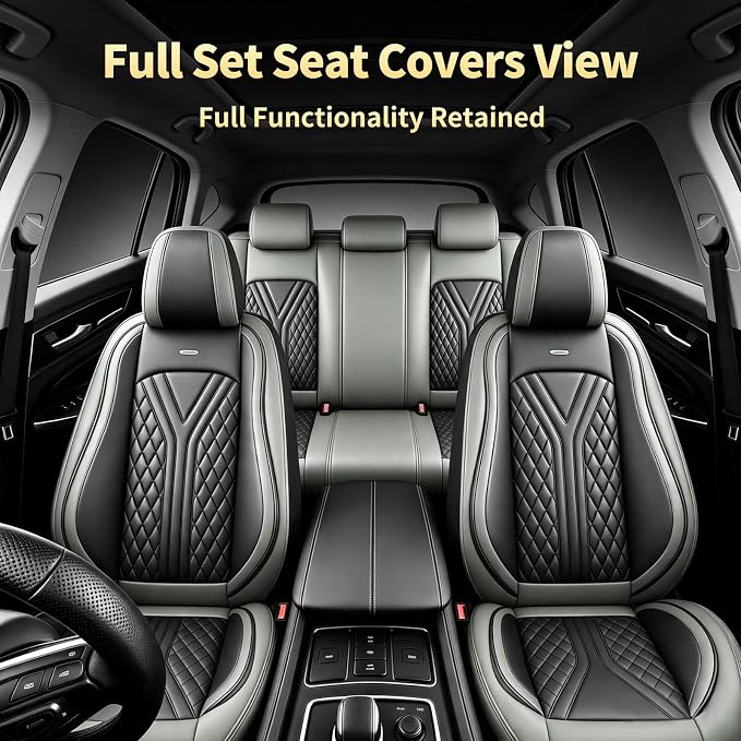for Subaru Legacy 2008-2026 Car Seat Covers, Full Set, Gray | Luxury Full Coverage Leather Seat Protectors, Waterproof Breathable, Non-Slip, Easy to Install, Airbag Compatible, All-Season - Image 3