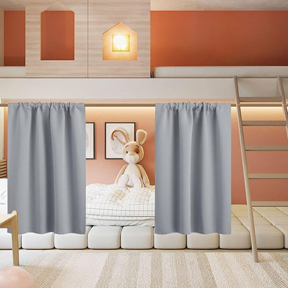 RYB HOME Basement Bathroom Kitchen Cafe Blackout Privacy Window Curtains | Thermal Insulated, Light UV Heat Blocking, Privacy, Short Curtain Tiers for Laundry Room, W34 x L30, Silver Grey, 2 Panels by RYBHOME