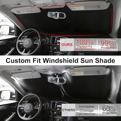 Windshield Sun Shade for 2007 2008 2009 2010-2026 Tundra Toyota | Foldable, Full covered for windshield, Block UV Rays, Heat Reduction, Easy to install, Keeps Car Cooler - Image 4