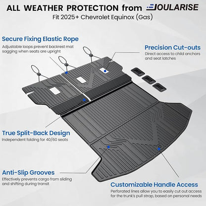 Cargo Mat for Chevy Equinox & GMC Terrain 2025-2026 Accessories | Gas Only, One-Piece Cargo Liner & Rear Seat Back Protector, All Weather TPE, Non Slip & Odorless & Scratch Proof, Quick Clean - Image 2