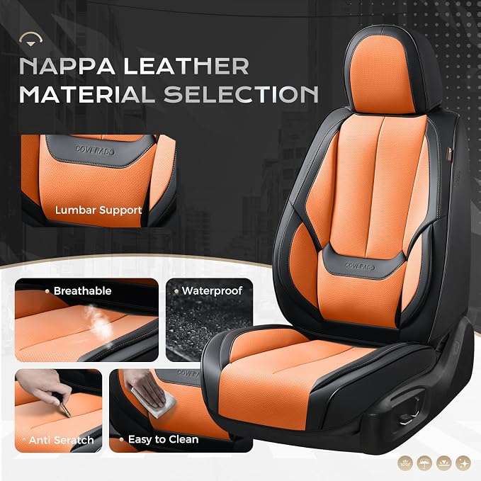 Coverado Car Seat Covers, Seat Covers for Cars, Waterproof Leather Auto Seat Protectors, Leather Car Seat Cushion, Car Interiors Accessories Universal Fit for Most Cars - Image 2