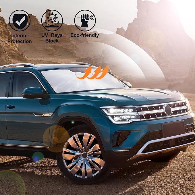 Windshield Sun Shade for 2018-2026 Atlas/Cross Sport Accessories | Full covered, Foldable & Durable, Block UV Rays, Reduce Heat, Easy to install, Keep Car Cooler - Image 6