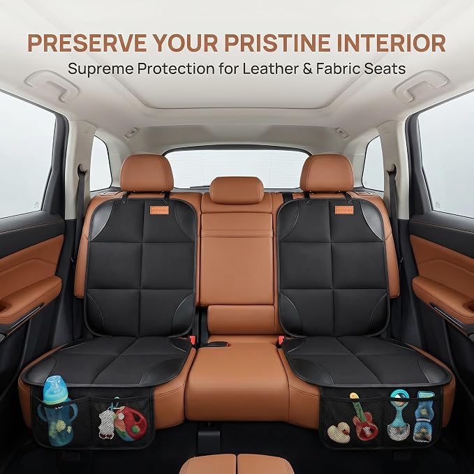 SMART ELF Car Seat Protector, Thickest Padding and Non-Slip Backing 2Pack | Waterproof Car Seat Cover 2 Mesh Pockets for Baby and Pet, Easy to Install and Remove Folds for Storage, Sedan SUV Truck - Image 6