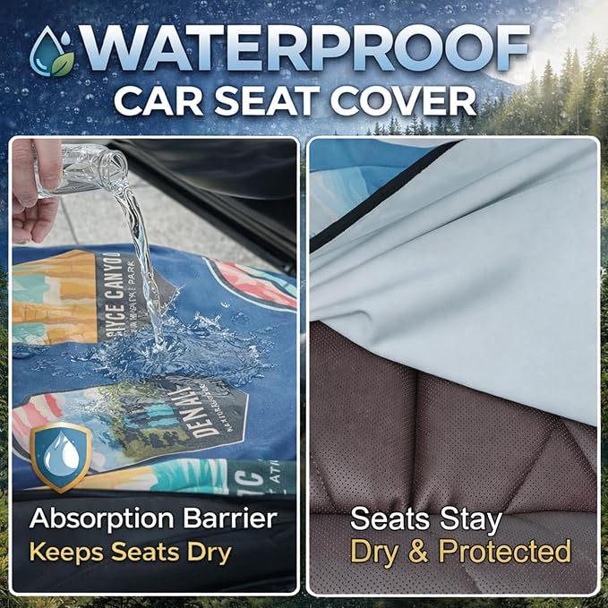 Front Waterproof Car Seat Towel Cover,Sweat Seat Protector for Cars & SUVs | Includes Headrest Cover with Fixed Hooks for Secure Placement after Gym, Beach, Swimming and Outdoor Activities - Image 2