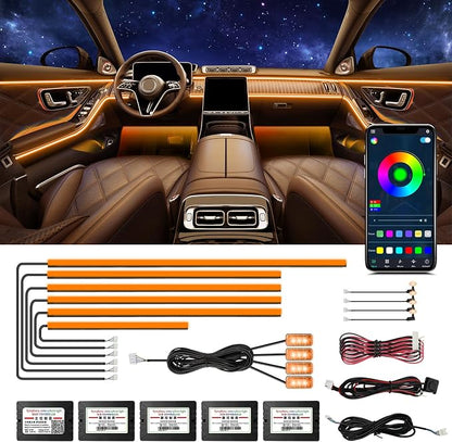 Acrylic Interior Car Lights, Car Accessories 14 in 1 Car LED Strip Lights with APP Control by WEBUPAR
