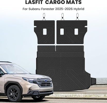 LASFIT Cargo Mat for Subaru Forester 2025-2026 (Only Hybrid) | All Weather TPE Custom Fit Easy Clean Durable Cargo Tray Liner Trunk Mat & Backrest Mats Accessories, Black - Image 3