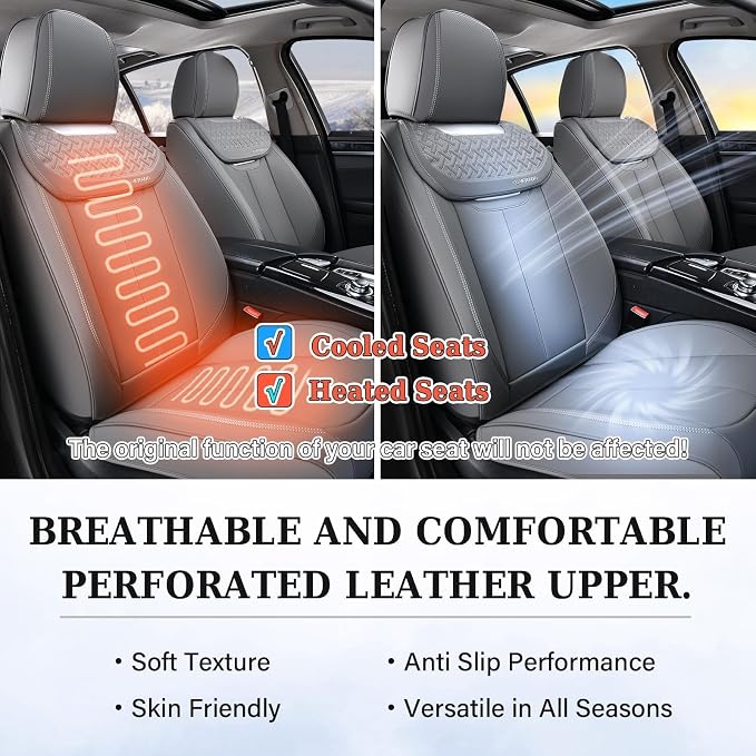 Coverado Car Seat Covers Front Seats, Luxury Nappa Leather Waterproof Seat Covers for Cars, Universal Front Seat Covers, Driver Seat Protector Automotive Interior Accessories Fit for Most Cars,(Gray) - Image 9