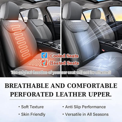Coverado Car Seat Covers Full Set, Luxury Leather Car Seat Cover, Front and Back Seat Covers for Cars, Waterproof Car Seat Protector, Automotive Seat Covers Universal Fit Most Cars(Gray) - Image 8