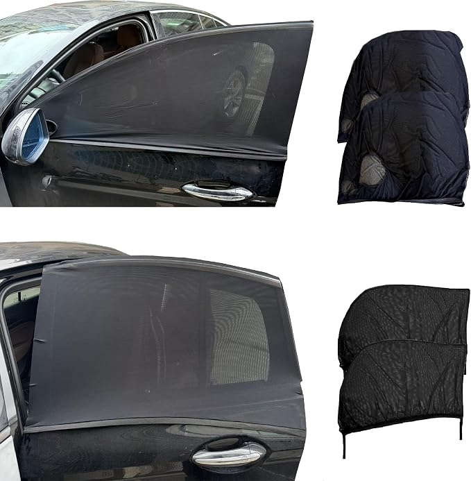 Car Window Screens for Side Windows, OUTTDID 4 Pack Side Window Sun Shades,Stretchy Mosquito Net Cover Fit Cars SUVs - Front & Rear by OUTTDID