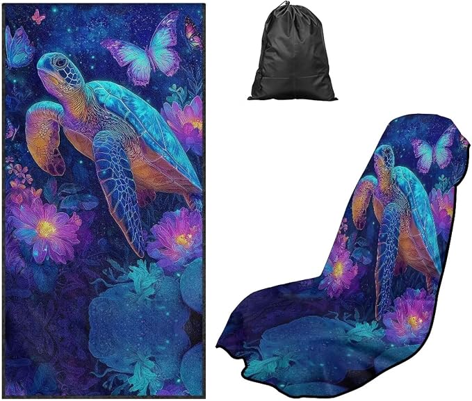Sea Turtle Print Car Seat Cover Towels Front Seats Butterfly Flower Print Automotive Seat Covers for Truck Sedan SUV Sweat Absorption Running Towel, Workout Towel and Yoga Mat by Baxinh