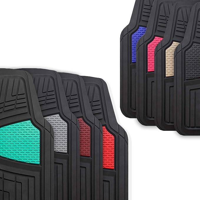FH Group Automotive Floor Mats - Heavy-Duty Rubber Floor Mats for Cars, Universal Fit Full Set, Climaproof Floor Mats, Trimmable Floor Mats for Most Sedan, SUV, Truck Floor Mats Burgundy - Image 2