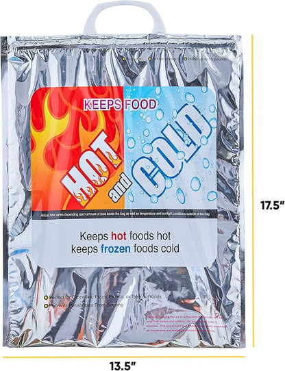 Superio Hot and Cold Insulated Bags for Food Delivery, Grocery Shopping Bags, Food Storage for Hot and Frozen Food for Travel, Disposable Cooler Bag, Reinforced Thermal Lunch Bag (72, 13.5"x17.5") - Image 2