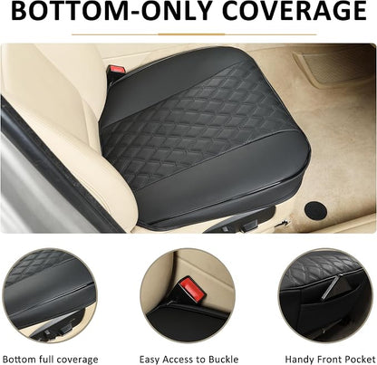 Black Panther PU Car Seat Cover, Front Seat Protector Compatible with 90% Vehicles,Embroidery,Anti-Slip & Full Wrapping Bottom (W 21.26ׄ 20.87 Inch)(1Piece,Black) - Image 3