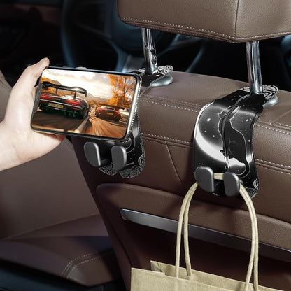 CoBak Purse Hook for Car - Universal Premium Stitched Leather and Aluminum-Magnesium Alloy Double Car Seat Back Storage Hook for Purses, Handbags, Bags (2 Pack),Mystic Night - Image 5