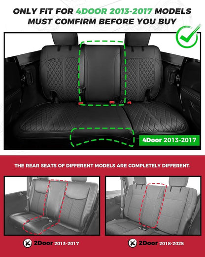 RIDEPOSH for Jeep Wrangler Leather Custom Car Seat Covers Full Set 4 Door | 2013-2017 JK, Luxury Accessories, Waterproof Protectors, 40/60 Spilt, Full Wrap, Durable, Back Organizer, Anti-slip, 5 Seats - Image 2