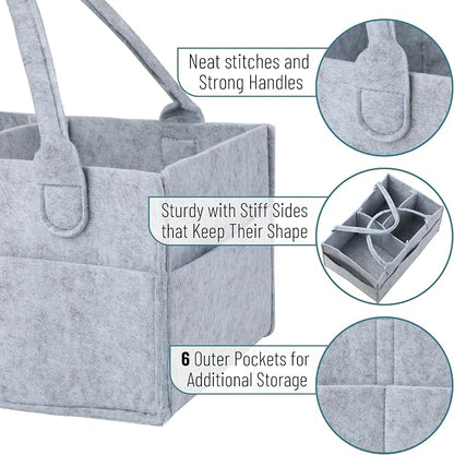 Mr. Pen- Baby Diaper Caddy Organizer, Gray, Large | Nursery Storage Bin and Car Organizer for Diapers and Baby Wipes - Image 3