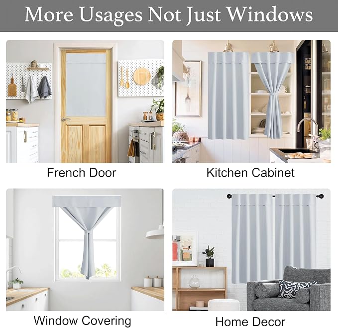 NICETOWN Bathroom Curtains for Privacy, Portable Self Adhesive Window Covering 63 inches Length, Easy Installation Thermal Insulated Curtain Panels for Bedroom (1 PC, 42" W, Greyish White) | Portable Self Adhesive Window Covering Easy Installation Ther... - Image 2