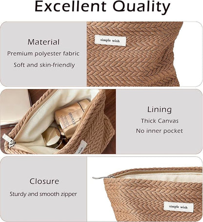 RSRSLEII Travel Makeup Bag, Cute Travel Toiletry Bag(02 Brown) | Aesthetic Portable Cosmetic Bag with Zipper, Coquette Makeup Pouch, Skincare Bag Car Storage Bag for Women and Girls - Image 3