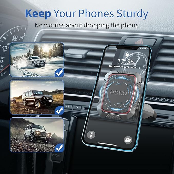 Magnetic CD Phone Mount with 6 Strong Magnets for Car CD Player | 6X Strong Magnetic,Anti-Slip Protection Pads,Compatible with iPhone 17 16 15 14 13 12 Series,Samsung Galaxy, LG, and More - Image 3