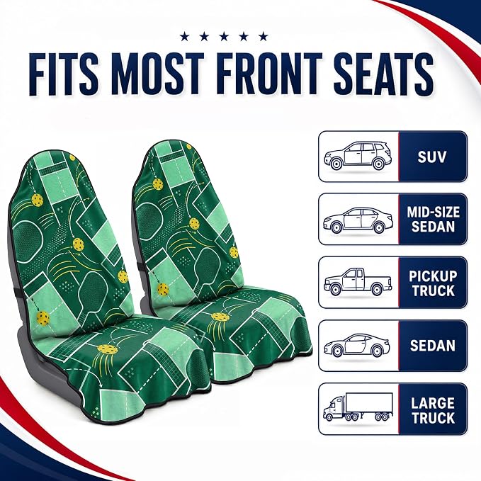 Car Seat Towel Cover 2 Pack for Front Seats, Sweat Absorbent Car Seat Protector with Non-Slip Backing, Waterproof Towel Car Seat Covers for Runners, Gym, Swimming, Beach, Green Court Sport - Image 6
