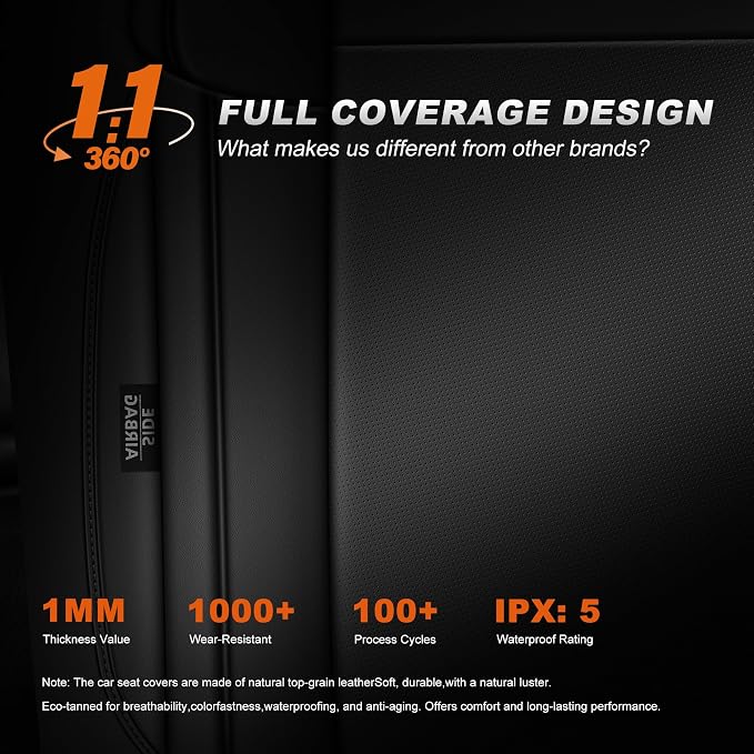 Custom Fit Seat Covers for Toyota RAV4 2013-2018 | Limited XLE SE Platinum Adventure (Not for LE and Hybrid) Full Set Faux LeatherAirbag Compatible Waterproof Black - Image 8