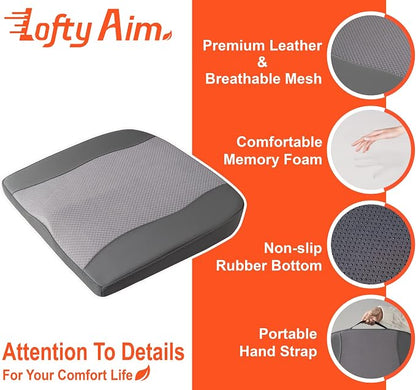 Lofty Aim Car Seat Cushion, Memory Foam Car Seat Cushions for Long Driving | Comfy Car Seat Pillow for Pain Relief, Driver Seat Cushion Adds Height, Butt Cushion for Car, Truck, Office Chair, Dark Gray - Image 6