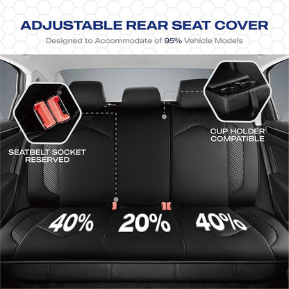 Skechers Memory Foam Car Seat Covers, Leather High Back Seat Covers Quilting Design,Waterproof Sports Car Seat Covers Full Sets,Airbag Compatible, Universal Fit for Most Cars, SUVs,Trucks,Black - Image 8