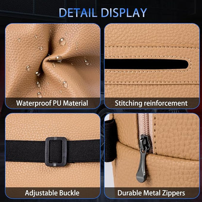 Car Tissue Holder, Standard Tissue Holder for Pu Leather Car Napkin Holder, Backseat Extra Large Tissue Organization Fit for 120-230 Tissues per Box 7.08'' x 4.72'' x 3.15'' (Beige) - Image 5