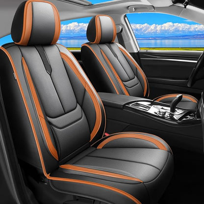 Fit Leaf Car Seat Covers for Nissan Leaf 2011-2024 2025 2026 -Upgraded Premium Waterproof & Breathable Leather,Airbag Compatible,All-Weather Seat Cushion Protector,Full Set,Black-Brown by Unknown