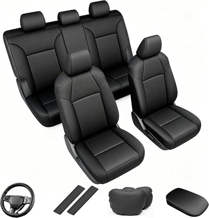 AOMSAZTO Custom Fit Seat Covers for Toyota RAV4 2019-2025 Hybrid Models | (Not for XSE&2022-2025 SE Hybrid and Prime )-Airbag Compatible Waterproof Full Set Faux Leather Black by AOMSAZTO