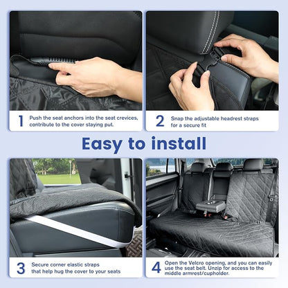 ALLANSING XL Back Seat Cover for Full‑Size Trucks Rear Bench, Zippered Center Armrest Opening, Heavy Duty 900D Waterproof Non‑Slip Car Seat Protector for Messy Kids & Drooling Dogs, Easy Clean (Black) - Image 7