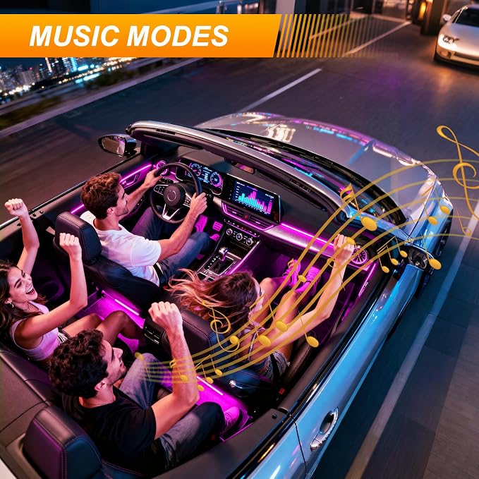 Car LED Lights Interior,RGB Smart Ambient Lighting Car-APP Control | DIY and Music Mode LED Lights for Car Interior,2 Lines Design Inside Car Lights for Trucks SUVs Jeeps Man Woman,DC 5V - Image 3