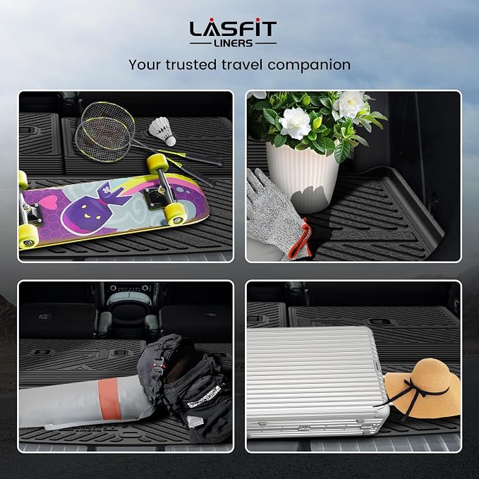 LASFIT Cargo Mats for Hyundai Palisade 2026 | All Weather TPE Custom Fit Cargo Trunk Mat & Backrest Mats Accessories, Black - Image 7