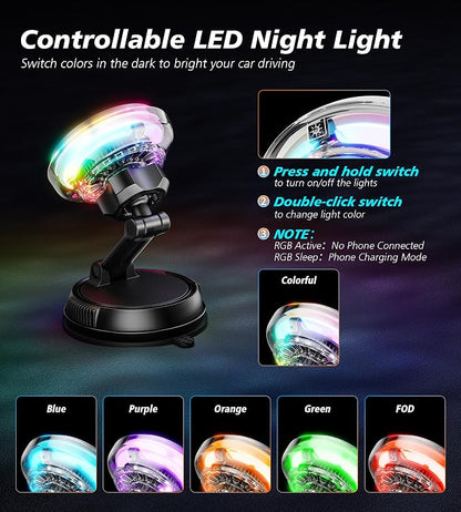 for Qi2 15W MagSafe Car Mount Charger with Cooling Fan, [Rapid Charging Cooler with RGB Lights], 78+LBS Stronger Suction Wireless Magnetic Mount on Vent/Dash/Windshield, for iPhone 17 16 15 14 13 12 - Image 4