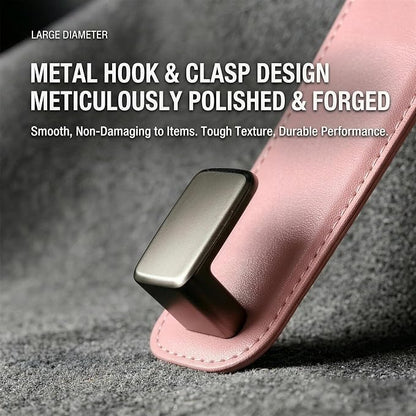 Car Headrest Hook,Premium Leather Back Seat Hanger for Purse & Bags | Solid 40lb metal core,360-degree silent rotation,space-saving hidden folding,durable dual support (2, Pink) - Image 3