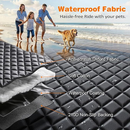 URPOWER 4 in 1 Dog Seat Cover for Full-Size Trucks, Waterproof Hammock | Mesh Window, Side Flaps, 600D Oxford, Scratch Resistant, Non-Slip, Easy Install, Machine Washable, Dog Seat Belt Included - Image 7