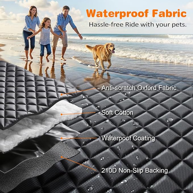 URPOWER XL Dog Seat Cover for Full-Size Truck Back Seat, Waterproof Hammock | Mesh Window, Side Flaps, 600D Oxford, Scratch Resistant, Non-Slip, Easy Install, Machine Washable, Pee Pad Included - Image 7
