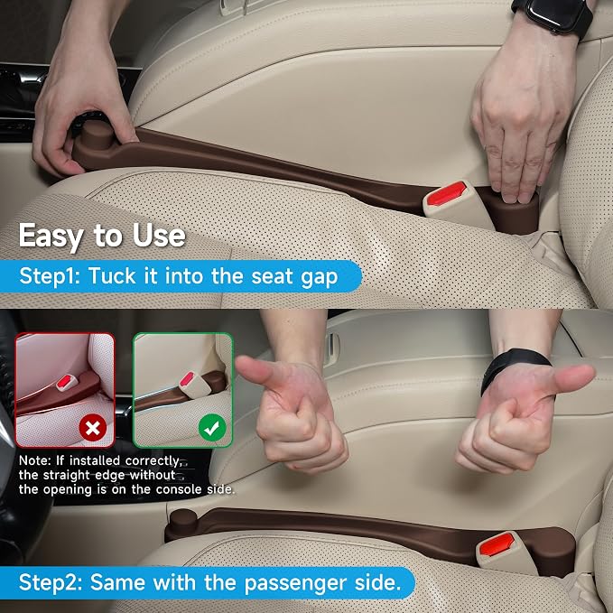 Givifive Car Seat Gap Filler Organizer 2Pack Soft Foam 3IN1 Multifunctional | Seat Side Gap Strip with Slot & Hook Universal Fit Car SUV Truck Fill The Gap Between Seat & Console (Narrow Dark brown) - Image 9