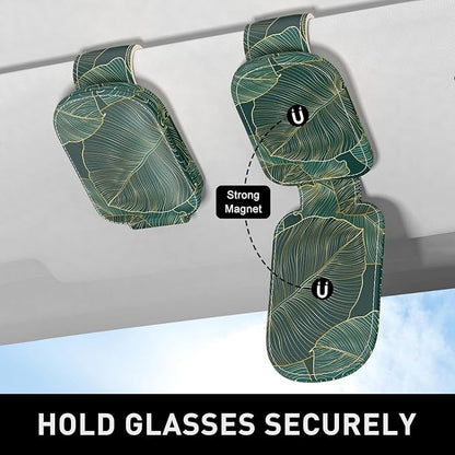 Sunglasses Holder for Car Visor, Magnetic Leather Car Sunglass Holder, Car Sun Visor Glasses Hanger Clip, Car Interior Accessories for Women Men, Fits All Size Eyeglasses - Image 3