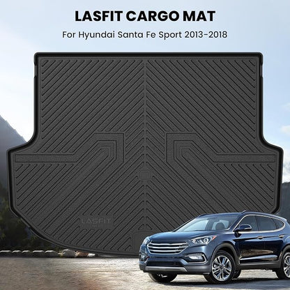 LASFIT Cargo Mat for Hyundai Santa Fe Sport 2018 2017 2016 2015 2014 2013 | All Weather TPE Custom Fit Cargo Trunk Mat Accessories, Black - Image 2