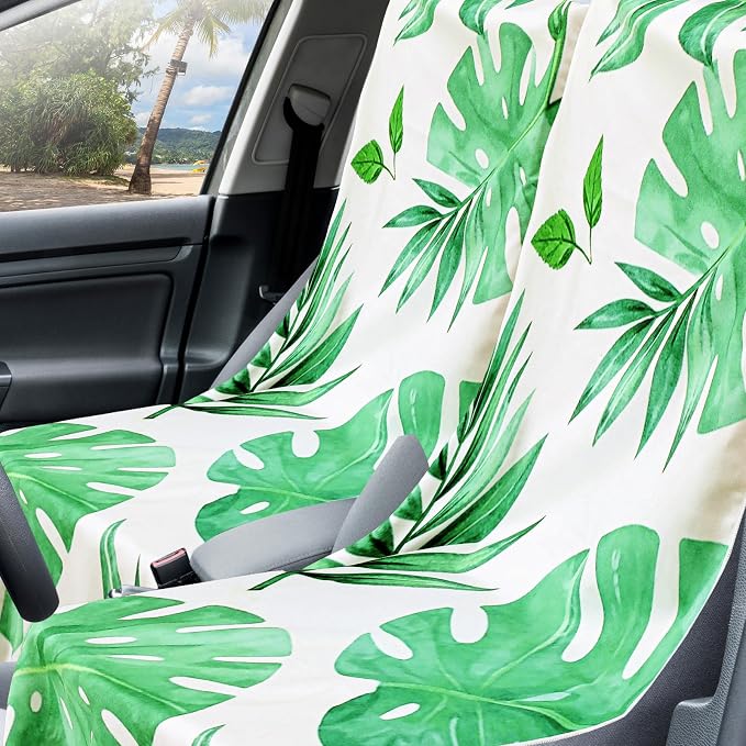 Hahafelt 2 Pack Car Seat Towel Cover with Storage Bag, Monstera Lime | 63 x 32 in Car Towel Seat Cover Non Slip Waterproof, Gym Workout Swimming Running, Machine Washable Sweat Absorbent Protector - Image 5