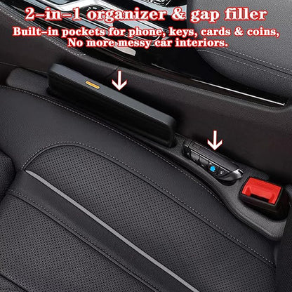 Car Seat Gap Filler Organizer of 2, 2 in 1 Car Gap Filler(Brown) | Universal Gap Filler with Storage Pockets, No Drop Seat Guard for Phones Keys Cards,Car Accessories for Most Cars Trucks SUVs - Image 4