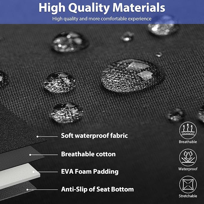 CAR PASS Neoprene Wetsuit Seat Covers, Waterproof Car Seat Covers Full Sets with 5mm Composite EVA, Universal Fit for Car Sedan, SUV Trucks Anti Slip with Airbag Compatible(Black Blue - Image 5